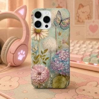 Funda iPhone 16 Pro Max Magia de Jardín de Hadas con Hortensias y Dientes