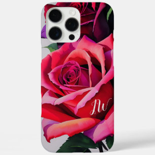 Funda iPhone 16 Pro Max Magníficos rosas y texto personalizado