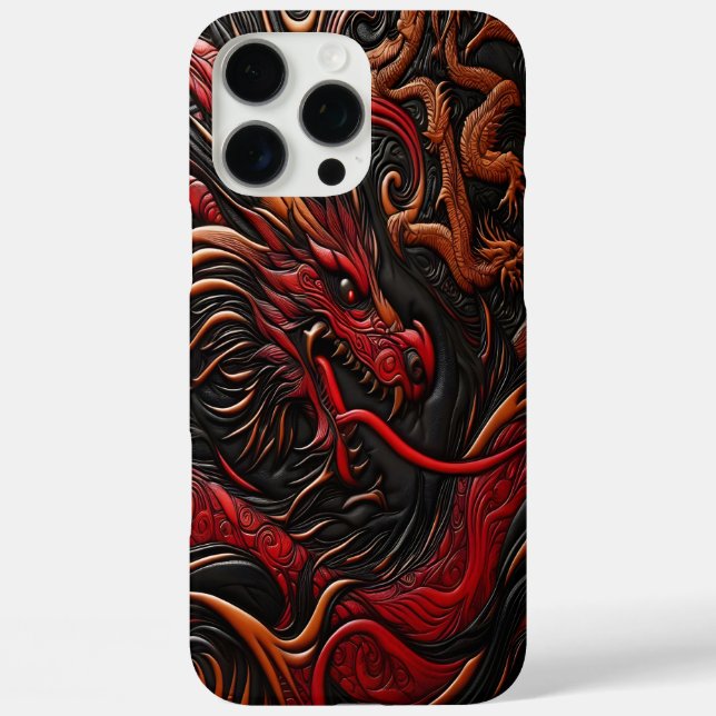 Funda iPhone 16 Pro Max Majestic Red Dragon Design (Reverso )