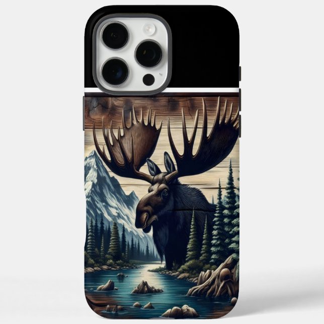 Funda iPhone 16 Pro Max Majestuoso Moose A Orillas Del Lago (Reverso)