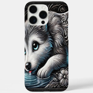Funda iPhone 16 Pro Max Majestuoso retrato de lobo bajo la luz de la luna