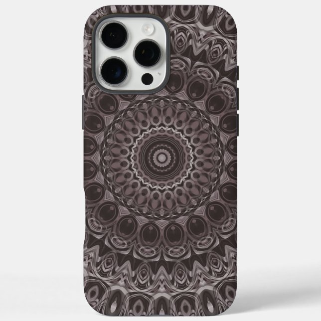 Funda iPhone 16 Pro Max Mándala de acuarela de terciopelo profundo en tono (Reverso)