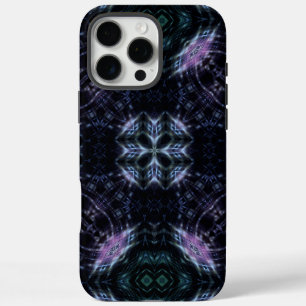 Funda iPhone 16 Pro Max Mandalas de la Galaxia de Neón con Resplandor Futu