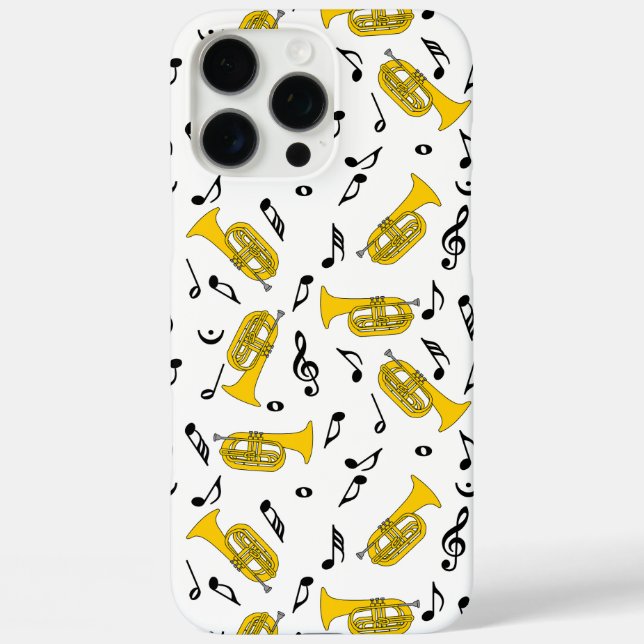 Funda iPhone 16 Pro Max Marchando notas musicales de Baritone (Reverso )