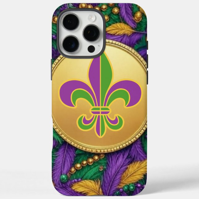 Funda iPhone 16 Pro Max Mardi Gras Fleur de lis (Reverso)