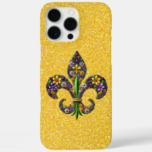 Funda iPhone 16 Pro Max Mardi Gras floral flor de lis