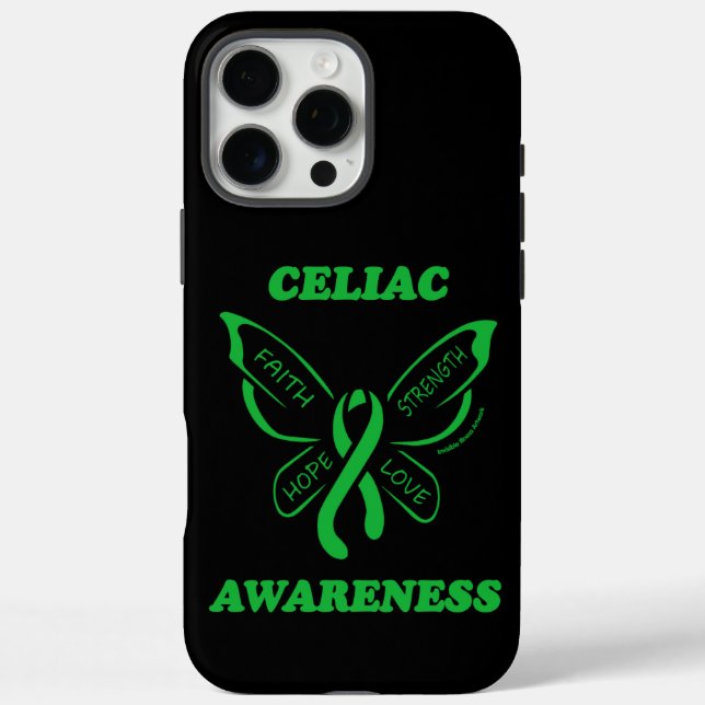 Funda iPhone 16 Pro Max Mariposa/Conciencia...Celiac (Reverso)