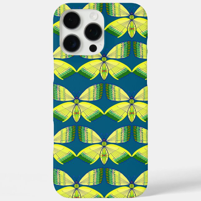 Funda iPhone 16 Pro Max mariposa geométrica inspirada en cristales de imit (Reverso )