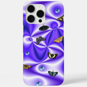 Funda iPhone 16 Pro Max Mariposa y Perlas en seda morada