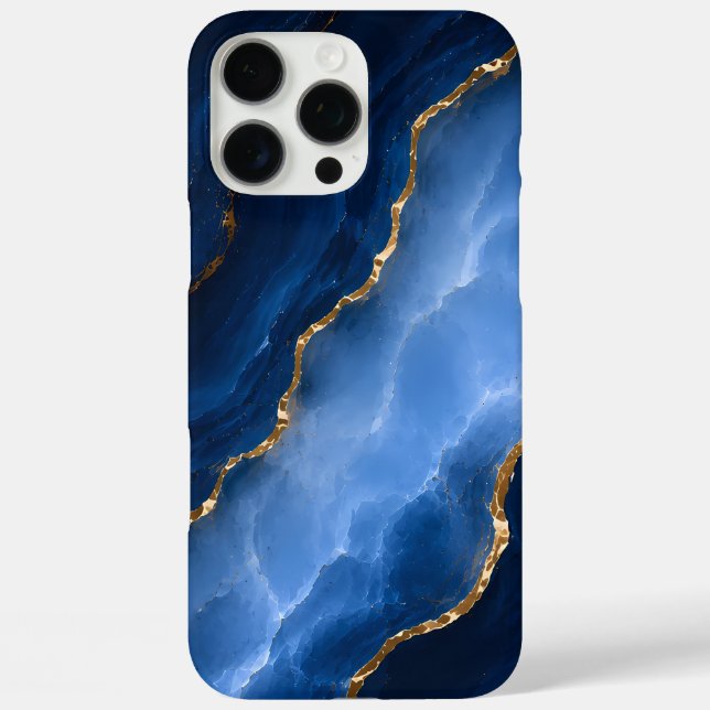 Funda iPhone 16 Pro Max Mármol Azul Zafiro de Lujo (Reverso )