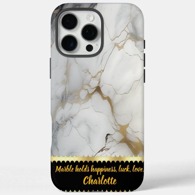 Funda iPhone 16 Pro Max Mármol blanco con venas de oro finas (Reverso)