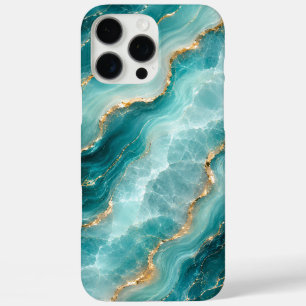 Funda iPhone 16 Pro Max Mármol de ágata de lujo con vetas de oro