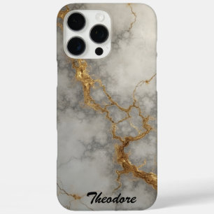 Funda iPhone 16 Pro Max Mármol gris y oro