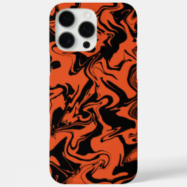 Funda iPhone 16 Pro Max mármol negro y naranja