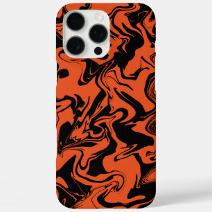 Funda iPhone 16 Pro Max mármol negro y naranja