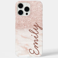 Mármol Rosa Dorado Ombre Glitter Nombre Personaliz