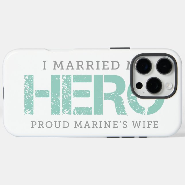 Funda iPhone 16 Pro Max Me casé con mi héroe - Esposa de Marine (Reverso (Horizontal))