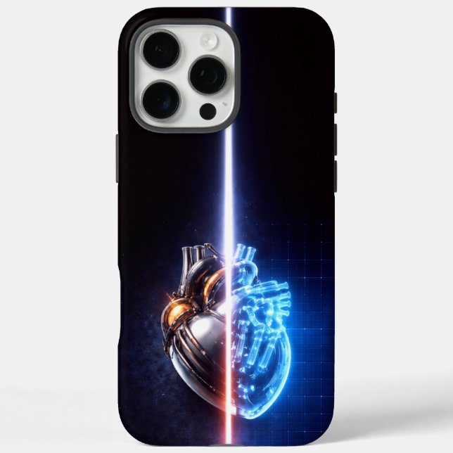 Funda iPhone 16 Pro Max Mechanical Heart Blueprint  (Reverso)