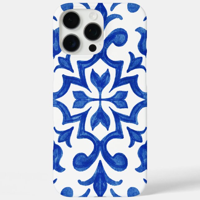 Funda iPhone 16 Pro Max Mediterranean Portuguese Blue Tile (Reverso )