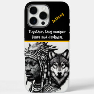 Funda iPhone 16 Pro Max Mezcla de retratos espirituales de lobo humano