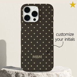 Funda iPhone 16 Pro Max Minimalist Dark Gray Custom Monogram Polka Dot 