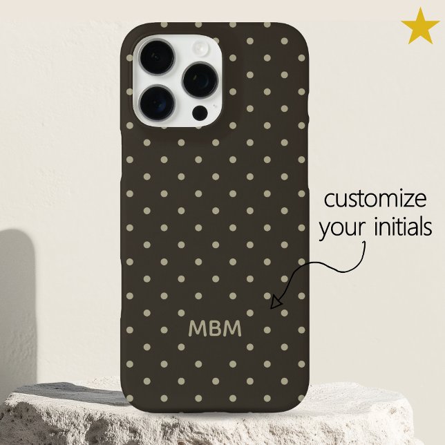 Funda iPhone 16 Pro Max Minimalist Dark Gray Custom Monogram Polka Dot  (Subido por el creador)