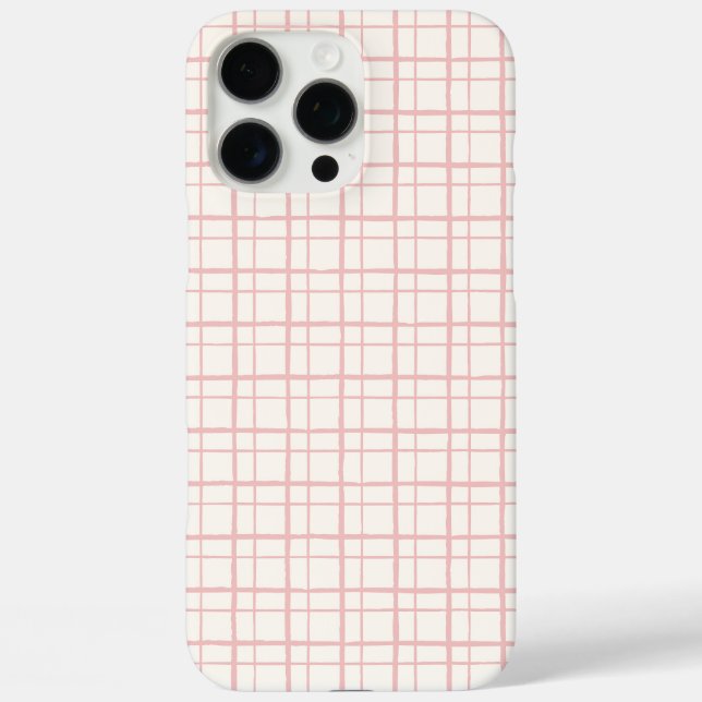 Funda iPhone 16 Pro Max Minimalist HandDrawn Wobbly Grid Check Ballet Pink (Reverso )