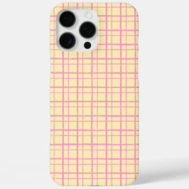 Funda iPhone 16 Pro Max Minimalist HandDrawn Wobbly Grid Check Yellow