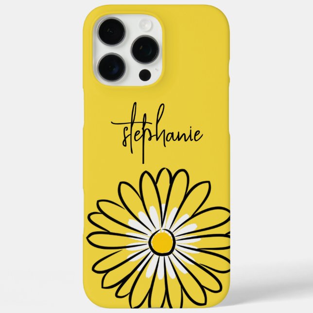 Funda iPhone 16 Pro Max Minimalist Modern Elegant Daisy flower and text (Reverso )