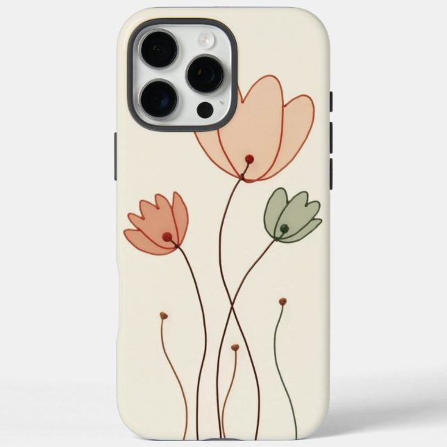 Funda iPhone 16 Pro Max Minimalist Outline Flowers Phpne Case (Reverso)