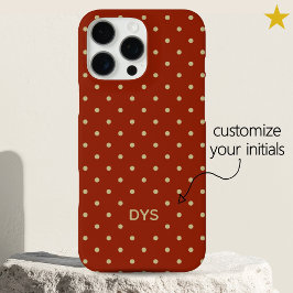 Funda iPhone 16 Pro Max Minimalist Red Orange Custom Monogram Polka Dot 