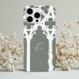 Funda iPhone 16 Pro Max Minimalista Chic Tipografía de Arco Gótico Verde S