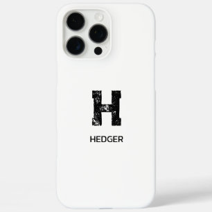 FUNDA iPhone 16 PRO MAX MINIMALISTA NEGRA MONOGRAMA DE UNA LETRA NOMBRE BL