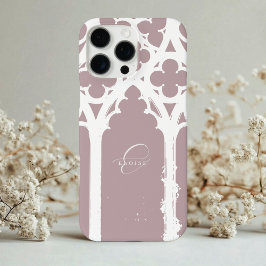 Funda iPhone 16 Pro Max Minimalista Tipografía Arcos Góticos Chic Rosa