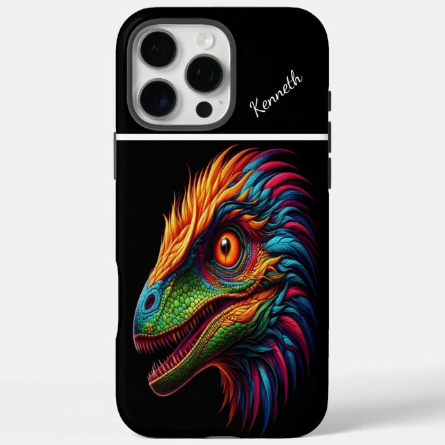 Funda iPhone 16 Pro Max Mirada del Raptor Arcoíris (Reverso)