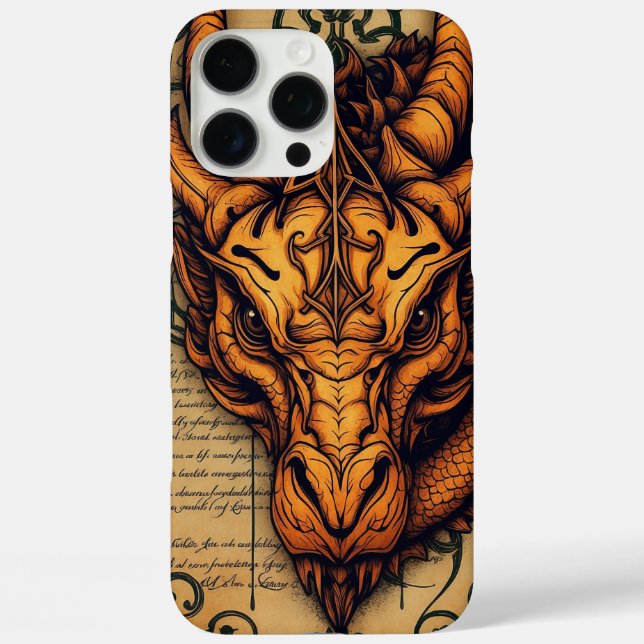 Funda iPhone 16 Pro Max Mítico del Dragón Dorado encantado (Reverso )