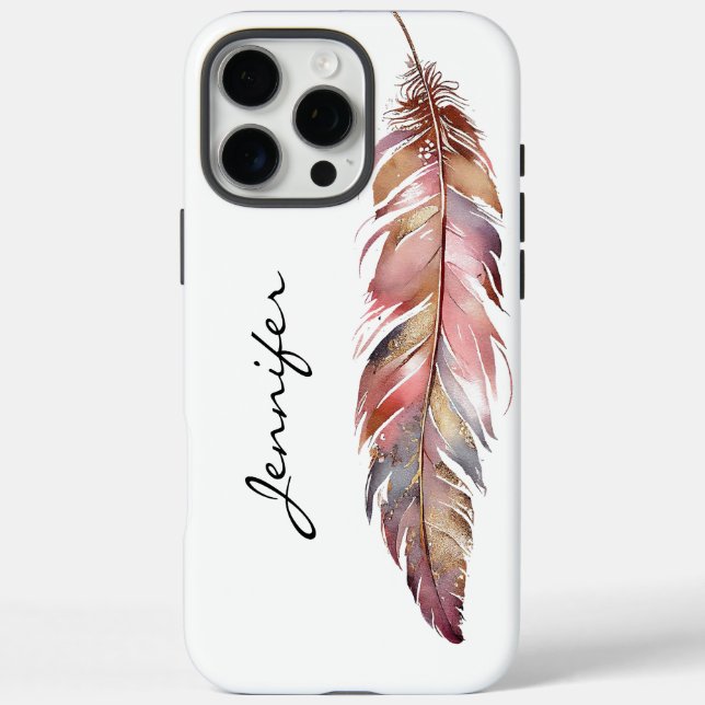 Funda iPhone 16 Pro Max Moda Bohemia Nativa Estadounidense Feather iPhone (Reverso)