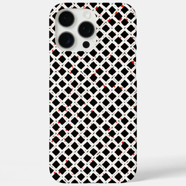 Funda iPhone 16 Pro Max Moda del patrón de resumen rojo blanco negro (Reverso )