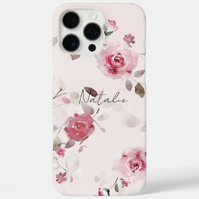 Funda iPhone 16 Pro Max Moda Floral rosa romántica (Reverso )