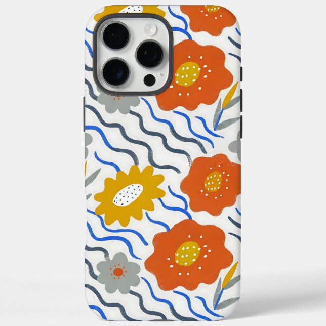 Funda iPhone 16 Pro Max Modern Abstract Flowers Boho Wavy (Reverso)