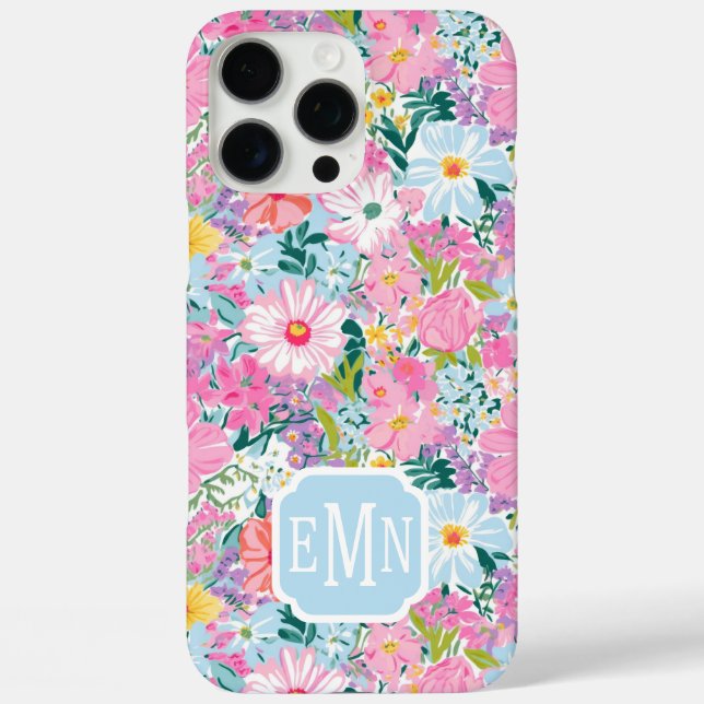 Funda iPhone 16 Pro Max Modern Colorful Garden Monogrammed  (Reverso )