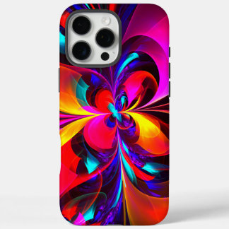 Funda iPhone 16 Pro Max Modern Floral Resumen Arte Patrón Azul Rojo #07