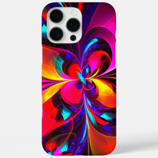 Funda iPhone 16 Pro Max Modern Floral Resumen Arte Patrón Azul Rojo #07