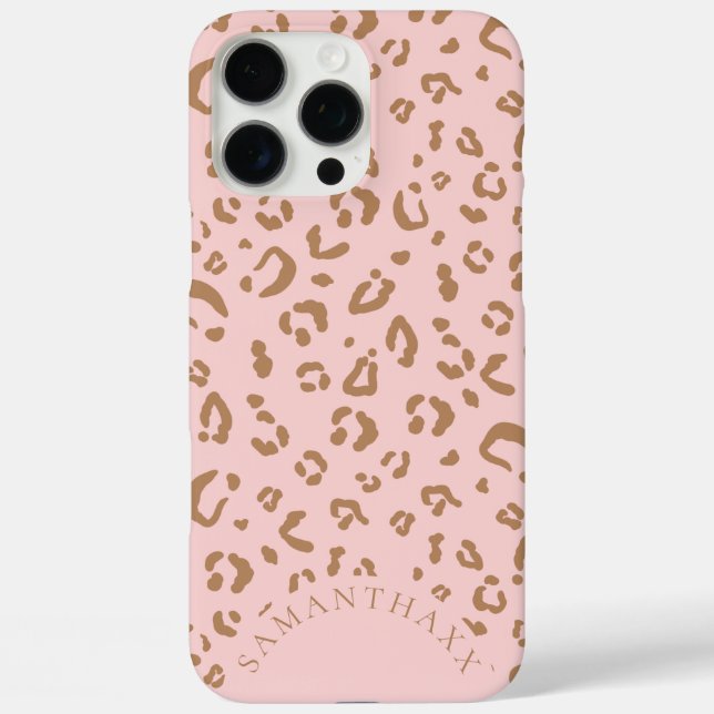 Funda iPhone 16 Pro Max Modern Pink Girly Elegant Leopard Spots Pattern (Reverso )