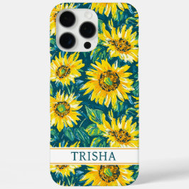 Funda iPhone 16 Pro Max Modern Sunflowers Monogrammed