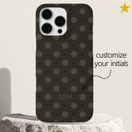 Funda iPhone 16 Pro Max Modern Warm Gray Dots Pattern Custom Name Initials