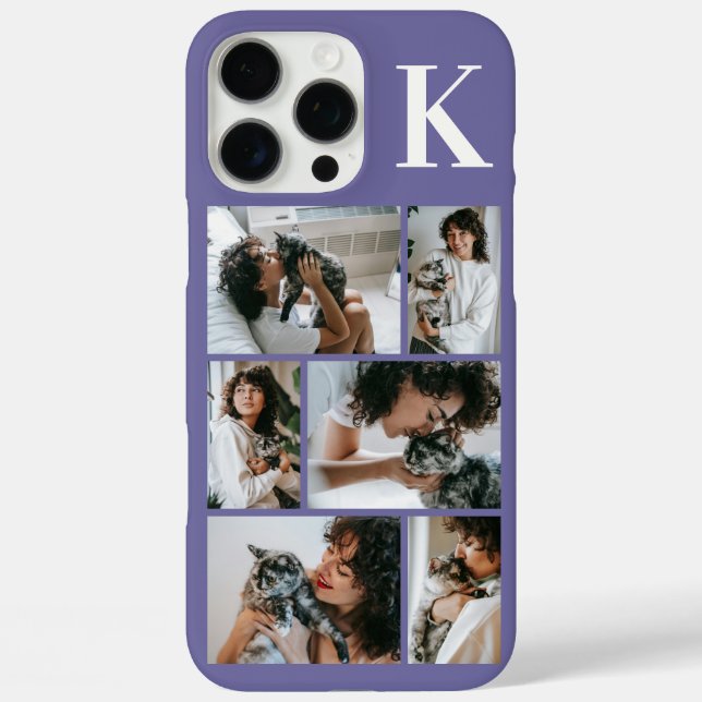 Funda iPhone 16 Pro Max Moderno 6 Foto Morado de Mascotas (Reverso )