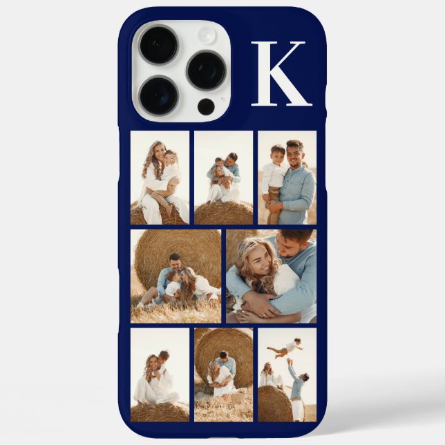 Funda iPhone 16 Pro Max Moderno 8 Foto Azul Marino (Reverso )