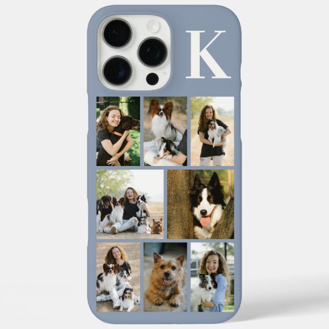 Funda iPhone 16 Pro Max Moderno 8 Foto Polvo Azul (Reverso )