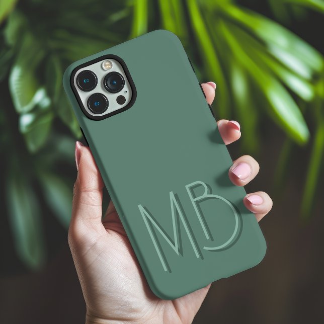 Funda iPhone 16 Pro Max Moderno Eucalyptus Monograma Iniciales Contemporán (Subido por el creador)